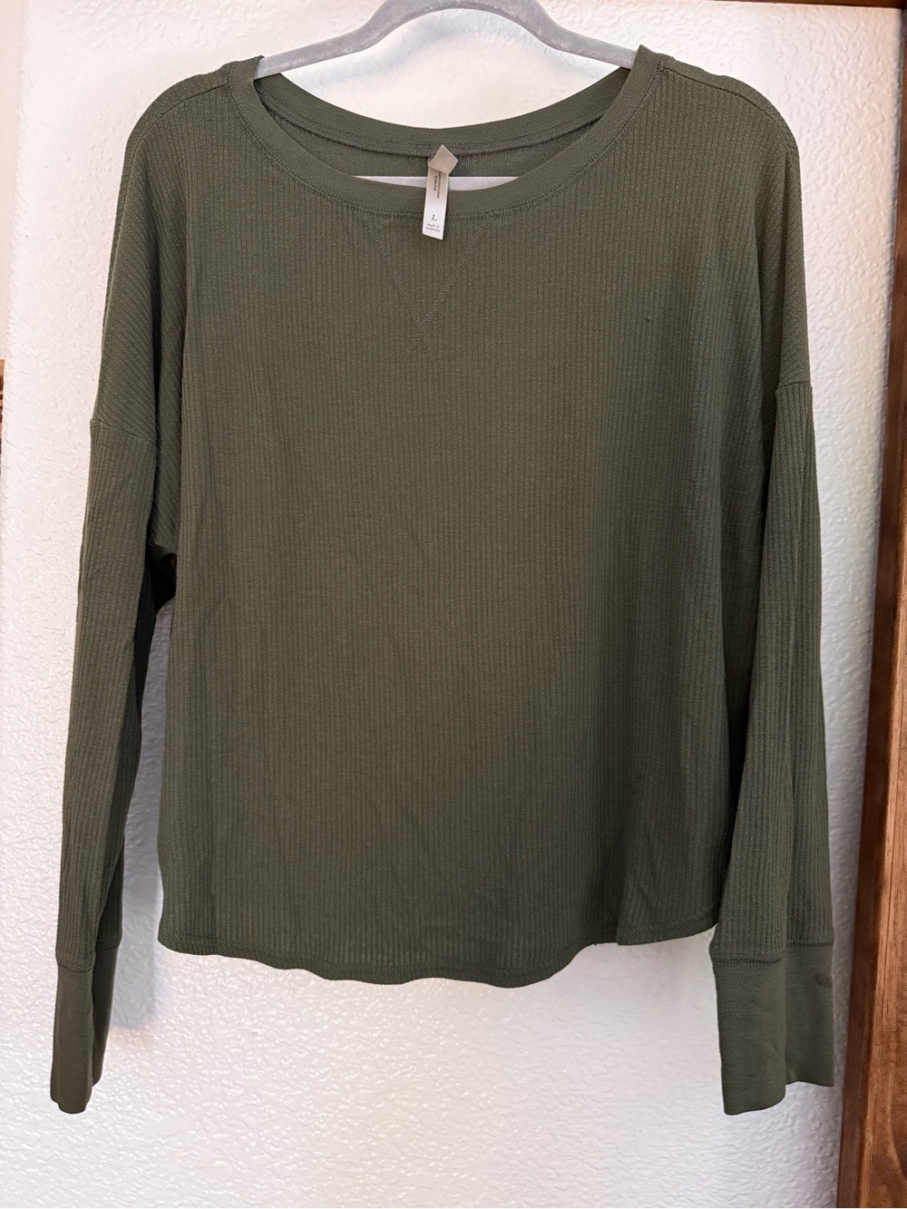 Live love dream Olive Green Ribbed Long Sleeve Tee